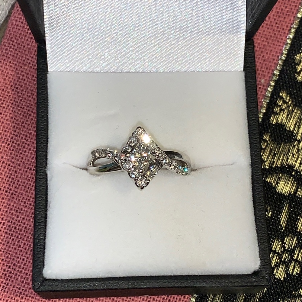 Diamond engagement and matching band